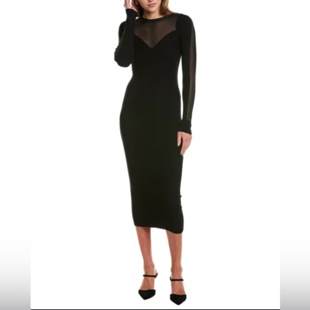 New All Saints Black Midi Short Sleeve Dress